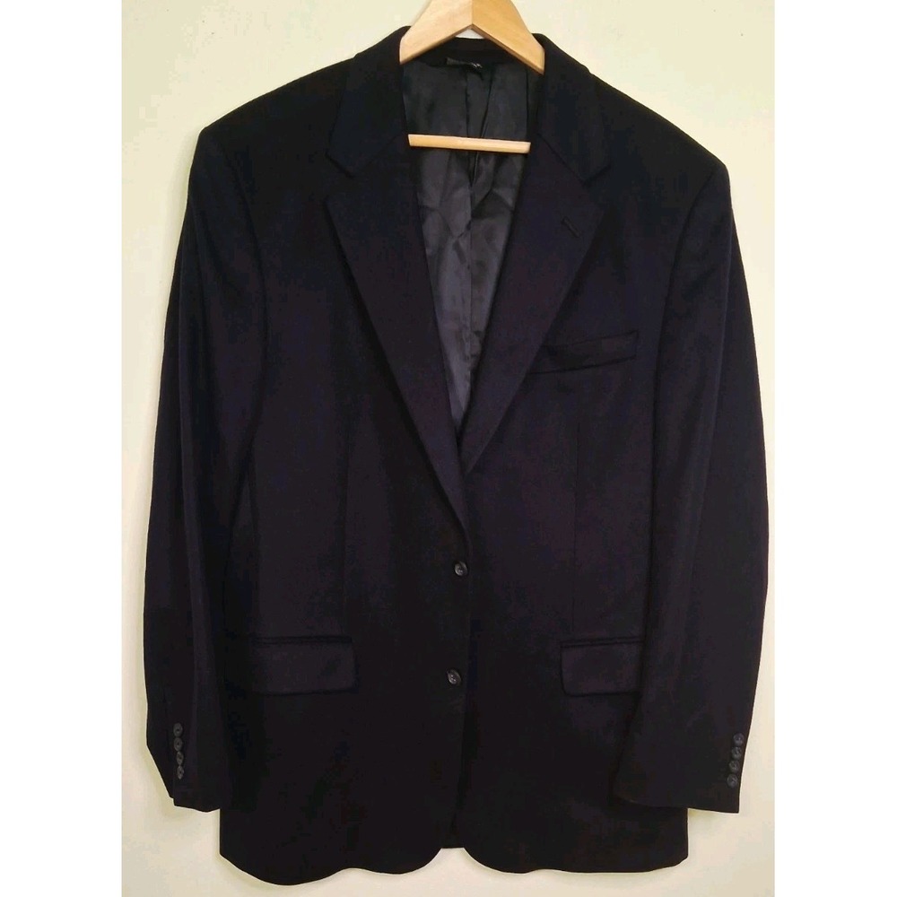 Jos A Bank Blazer Jacket Mens 44L Navy‎ Blue Sport Coat 100% Cashmere Two Button